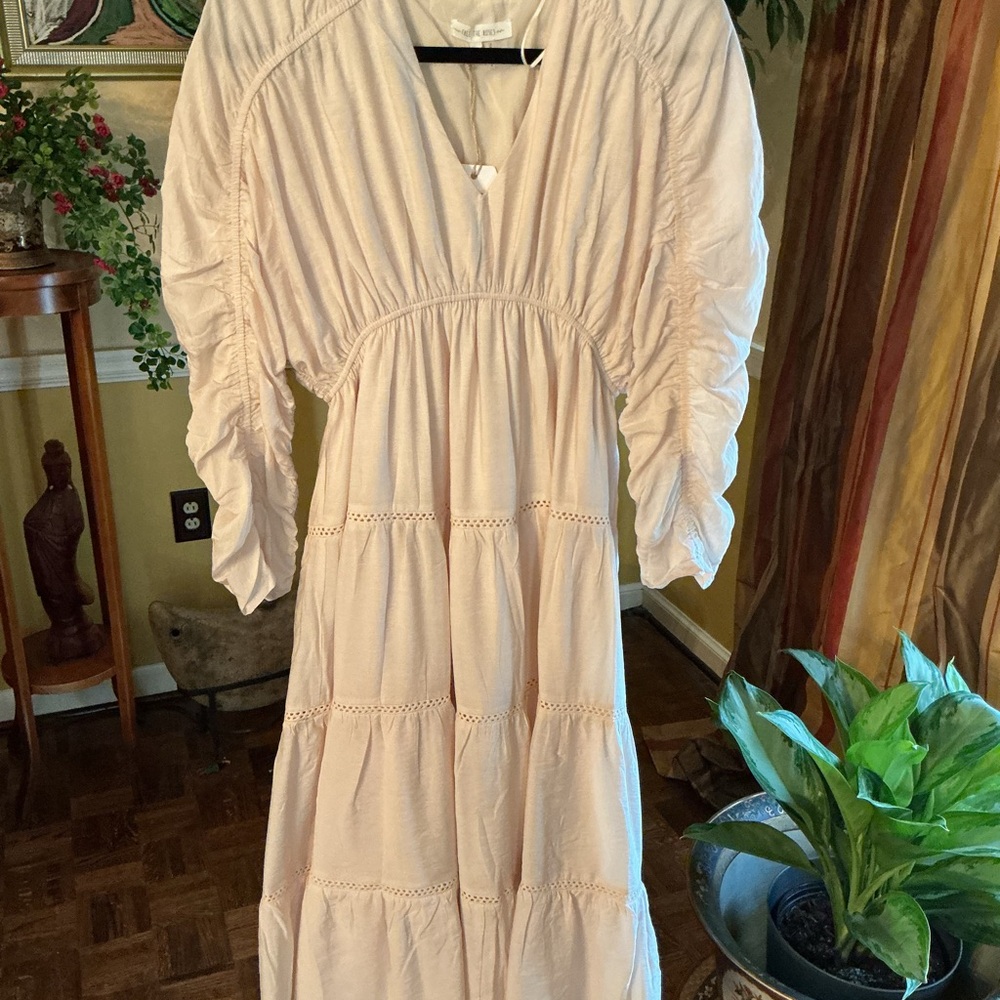 Free the Roses Cream Tiered Ruffled Midi Dress - Picture 5 of 6
